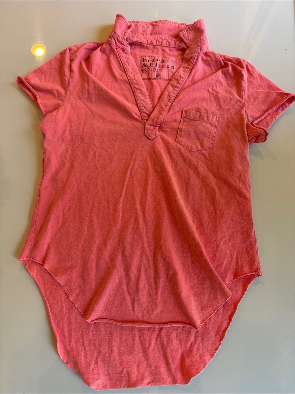 Frank & Eileen Charlotte Perfect Polo Coral-Pink Short Sleeve Women’s XS